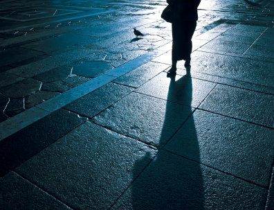 woman walking at night personal defense