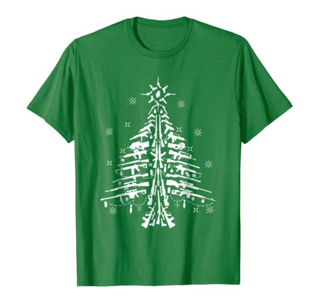 gun Christmas tree shirt